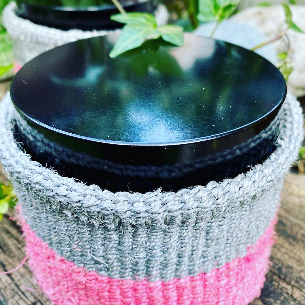 Pink and Grey Handwoven Basket